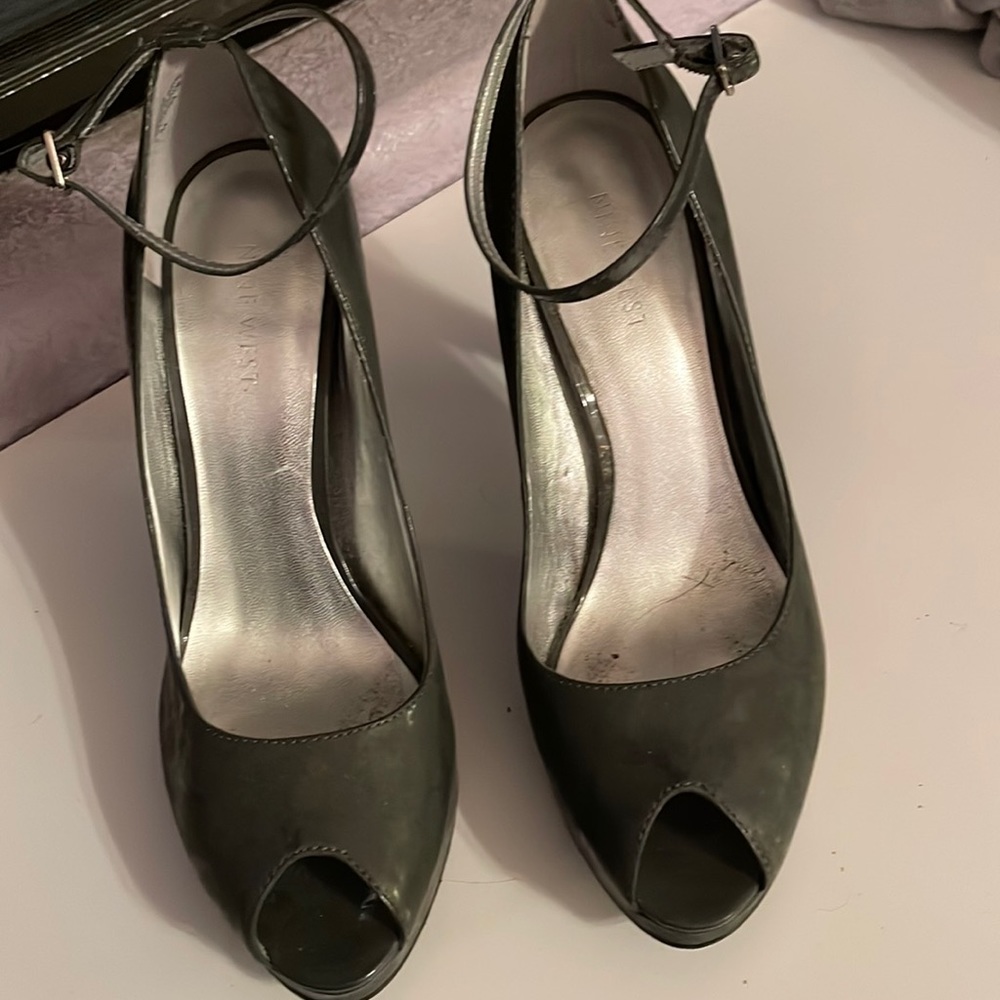 Nine West grey patent heels